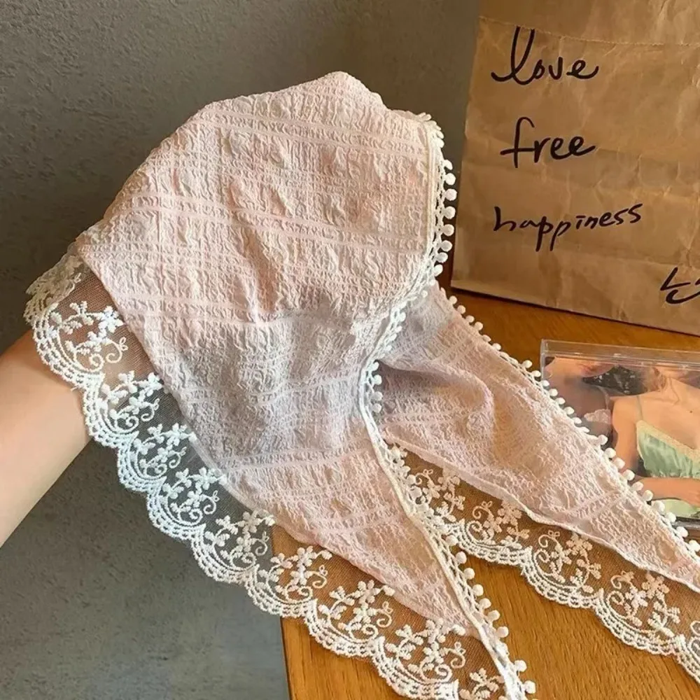 

Белая кружевная бандана с цветочным принтом, летние тканые повязки на голову, повязка для волос, женские исходящие путешествия, ретро головной убор для волос, тюрбан, шарф, аксессуары