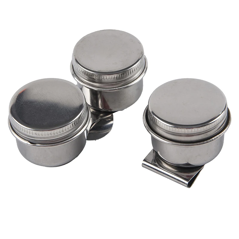 1PC Oil Pot Stainless Steel Oil Painting Double Palette Cup Oil Painting Palette Cup with Lid Portable Oil Paint Container Cups