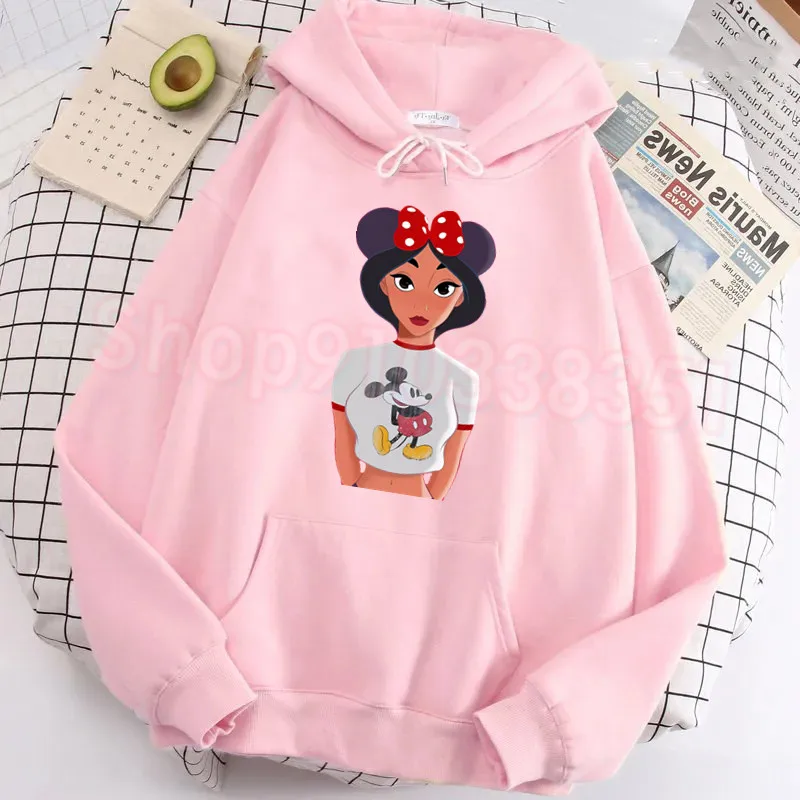 Women's Long Sleeve Sweatshirts Snow White Ariel Princess O Neck Autumn Kawaii Clothes Lovely 2024 Fashion Street High Quality