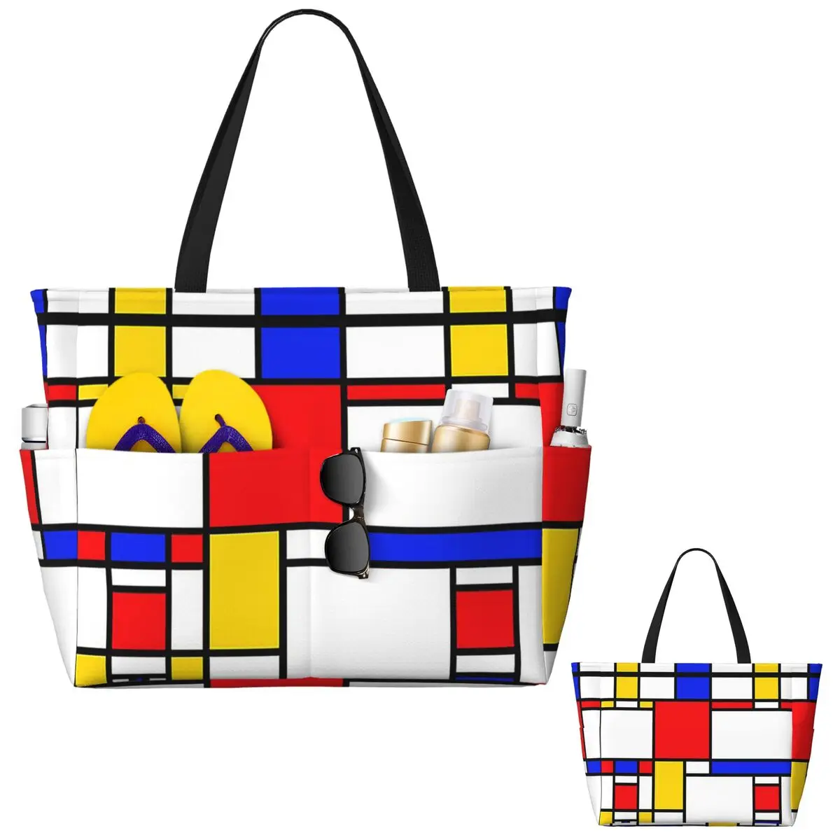 

Пляжная большая сумка Mondrian, спортивная спортивная сумка для занятий йогой, большая большая сумка, женская дорожная сумка, сумка для фитнеса