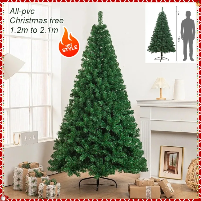 

Artificial Christmas Tree PVC Encrypted Metal Support Christmas Tree 1.2m to 2.1m Family Christmas Party Decoration Supplies