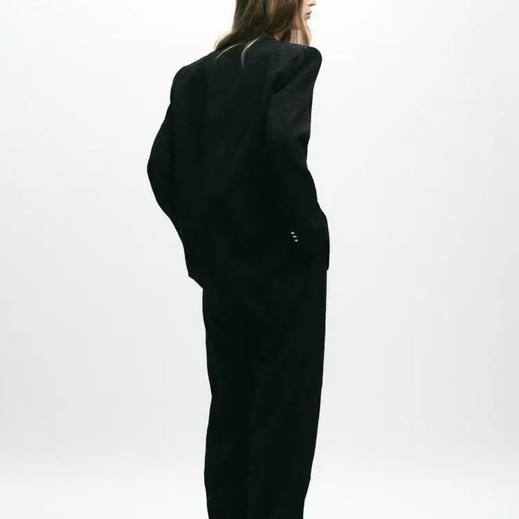 

ZBZR Осенний новый женский модный комплект с мягким воротником, джемпер и пояс с цепочкой, брюки, уличная осенняя коллекция