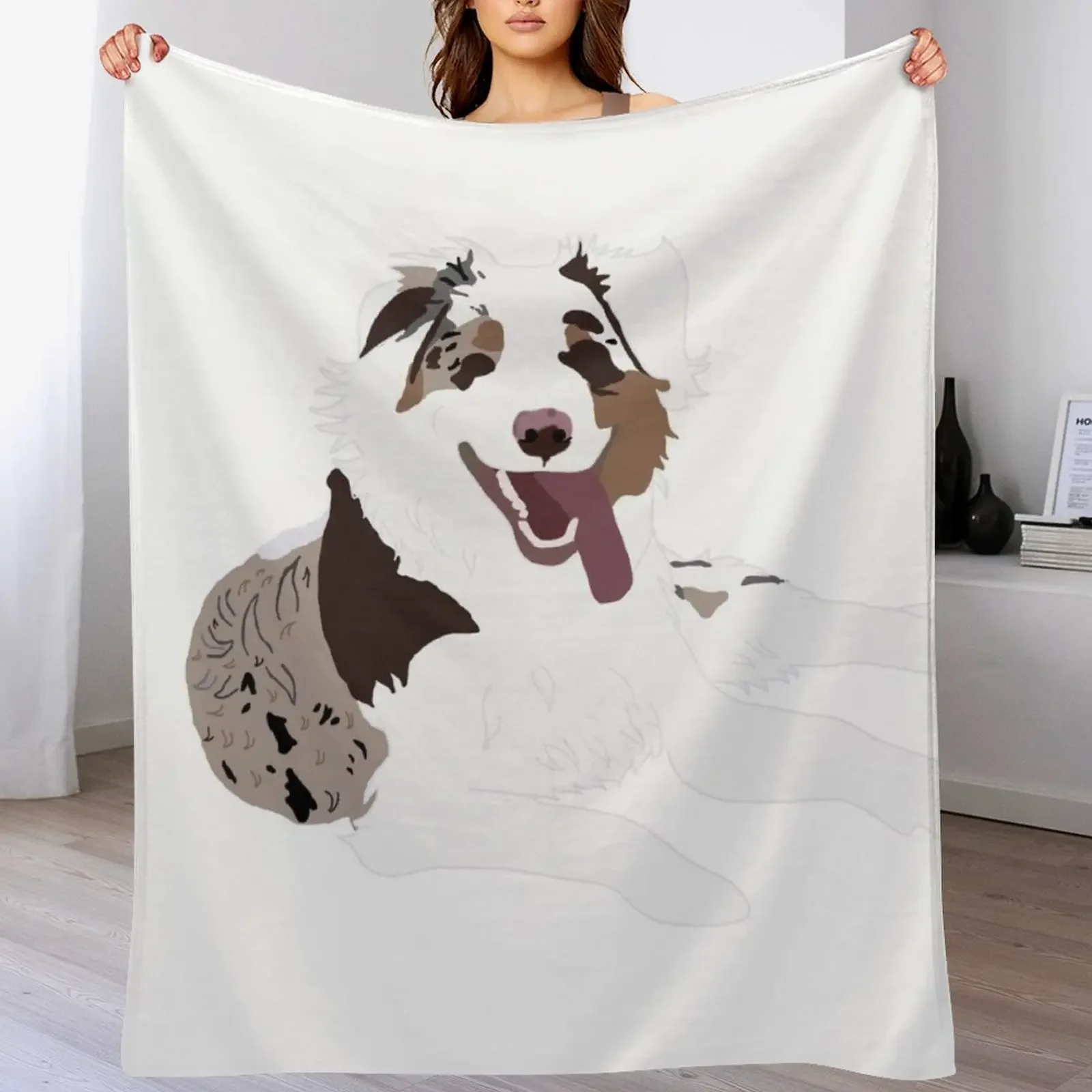 Red Merle Austrailian Shepherd Throw Blanket Cozy Warm Blanket for Bed Room Decor