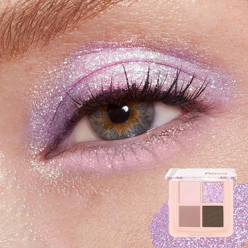 4-kleuren Chameleon oogschaduw make-uppalet - matte, satijnen en glanzende afwerking, waterdicht en zweetbestendig, perfect voor dagelijks gebruik