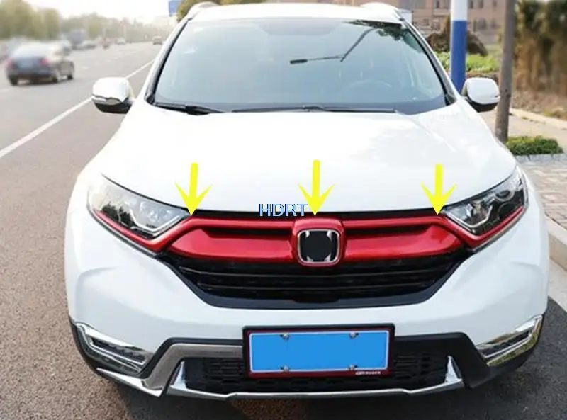 For Honda CR-V CRV 2017-2021 Car Front Middle Net Surface Grille Frame Grill Moulding Cover Trims Strip Decoration Accessories