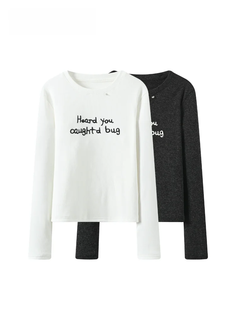 

plus Size Women's round Ne Long Sve Base irt Casual Loose Top Spring Faion plus Size Clothing Meat Concealing Slimming