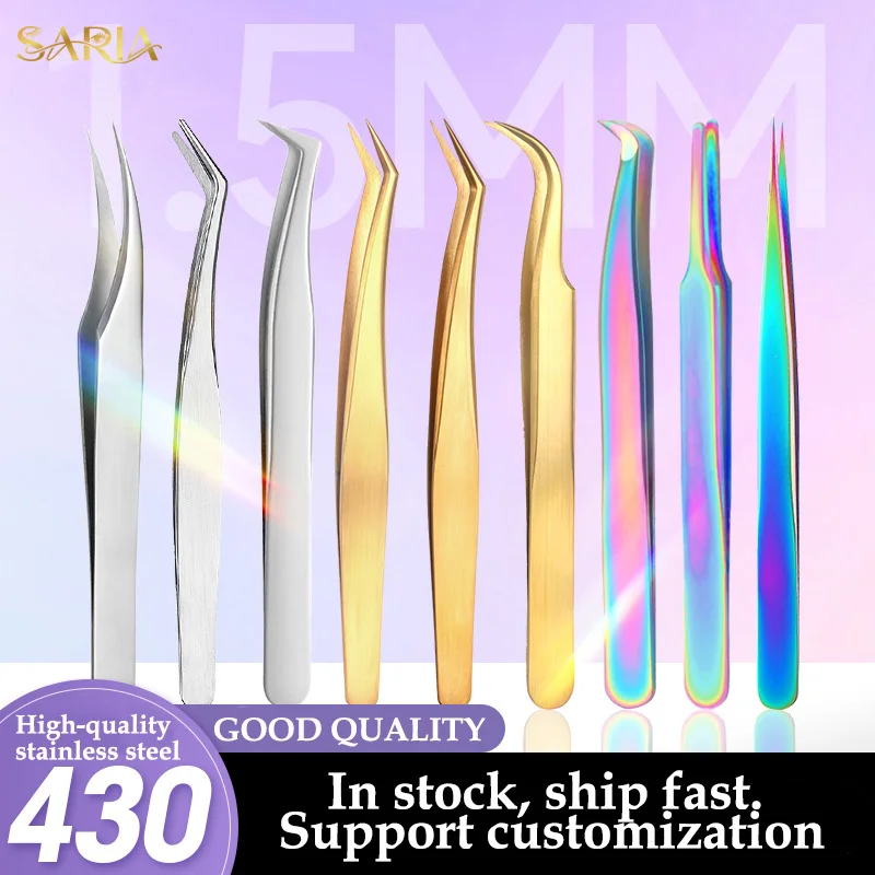 光沢のあるまつげエクステンションピンセットレインボーボリュームまつげピンセットさまざまな形状のメイクアップ用