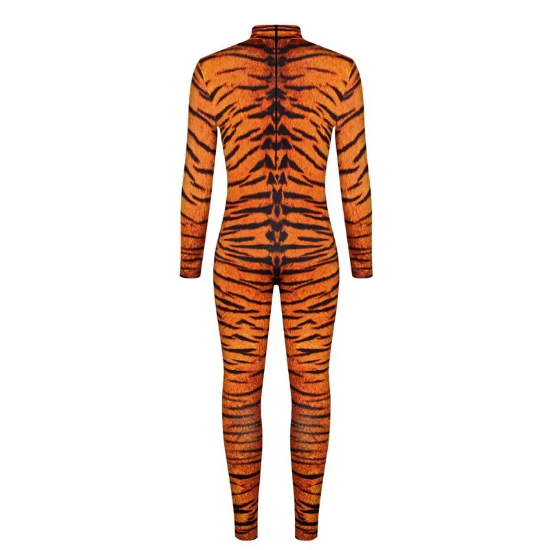 Disfraces sexis de Halloween para hombre, traje de gato Zentai para fiesta de animales, mono con estampado 3D de serpiente y tigre, monos para Cosplay muscular