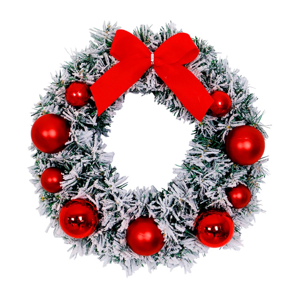 

1pc Artificial Flocking Cedar Wreath Christmas Garland Decor Door Wall Fireplace Photo Prop Lightweight Portable Long Lasting
