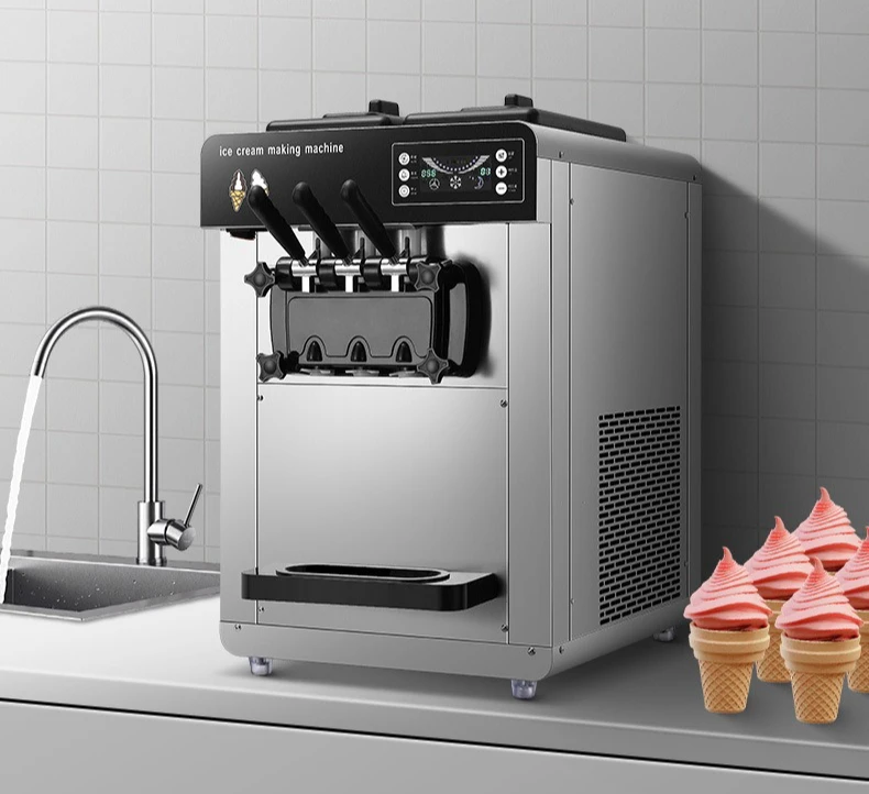 Commercial fully automatic, large capacity, desktop cone, ice cream machine, puffed ice cream machine
