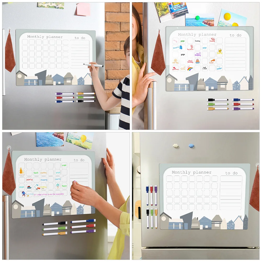 مجموعة واحدة من لوحة المسح الجاف المغناطيسية للثلاجة، لوحة كتابة للجدول الأسبوعي للمطبخ، سبورة بيضاء مغناطيسية للثلاجة