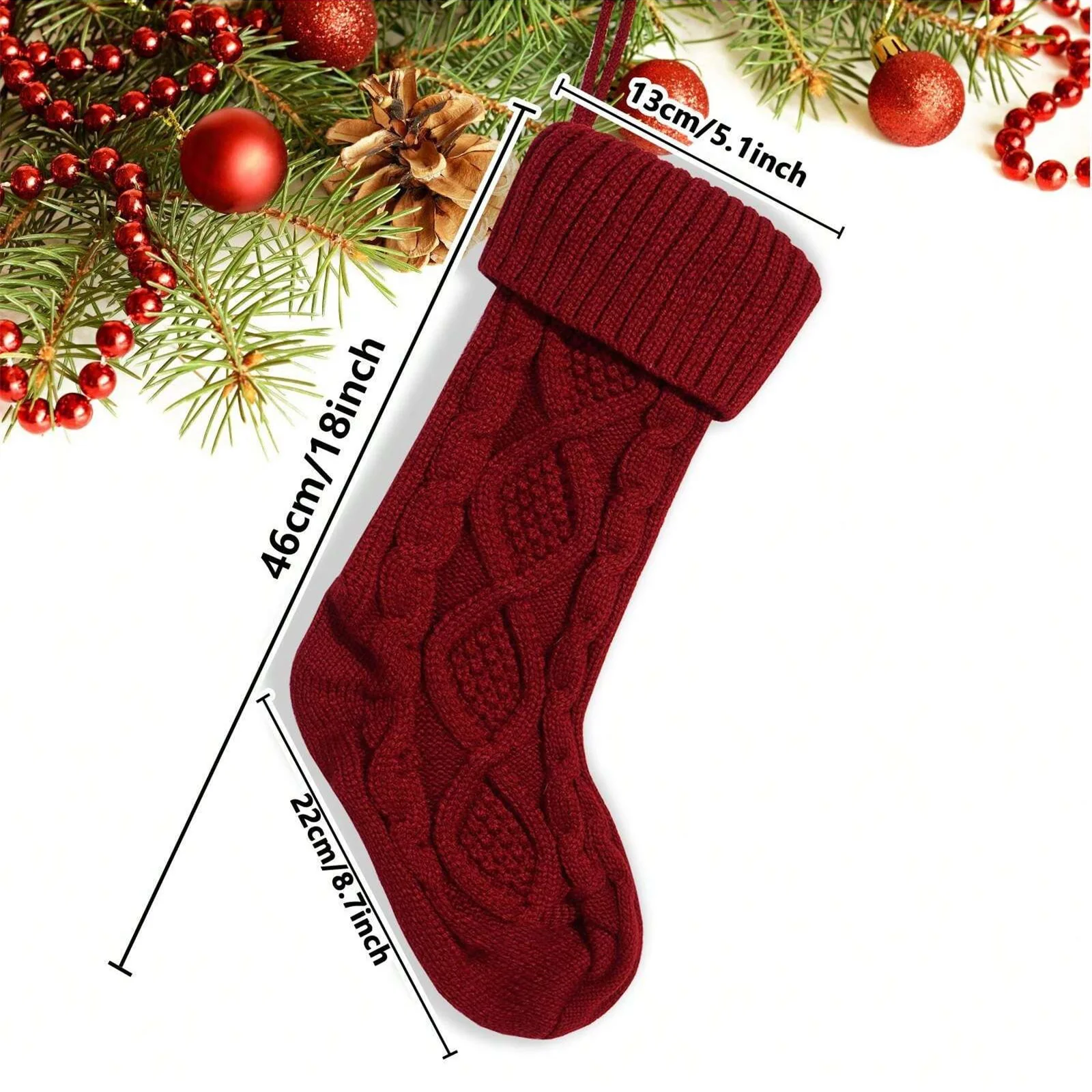 4 Pack Christmas Stockings, 18 Inches Cable Knitted Stocking Gifts & Decoration for Family Holiday Xmas Party Decor