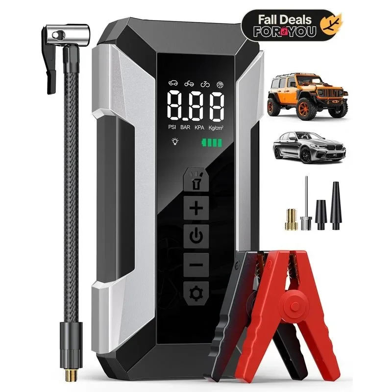 MEUCI Jump Starter with Air Compressor, 4000A Peak Jump Starter with 150PSI Tire Inflator, 15000 mAh Battery Pack