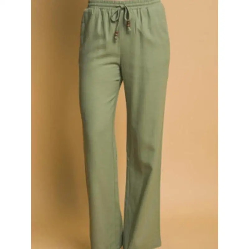 

Men's Linen Pants Breathable Simple Design Four Seasons Wearable Long Pants Elastic Waist Comfortable Fit Trousers