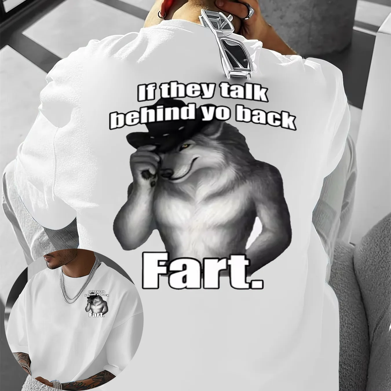 25-26 si hablan detrás de yo espalda peido lobo literalmente yo divertido Meme Emo camiseta hombres Harajuku Retro de gran tamaño 100% algodón Y2K