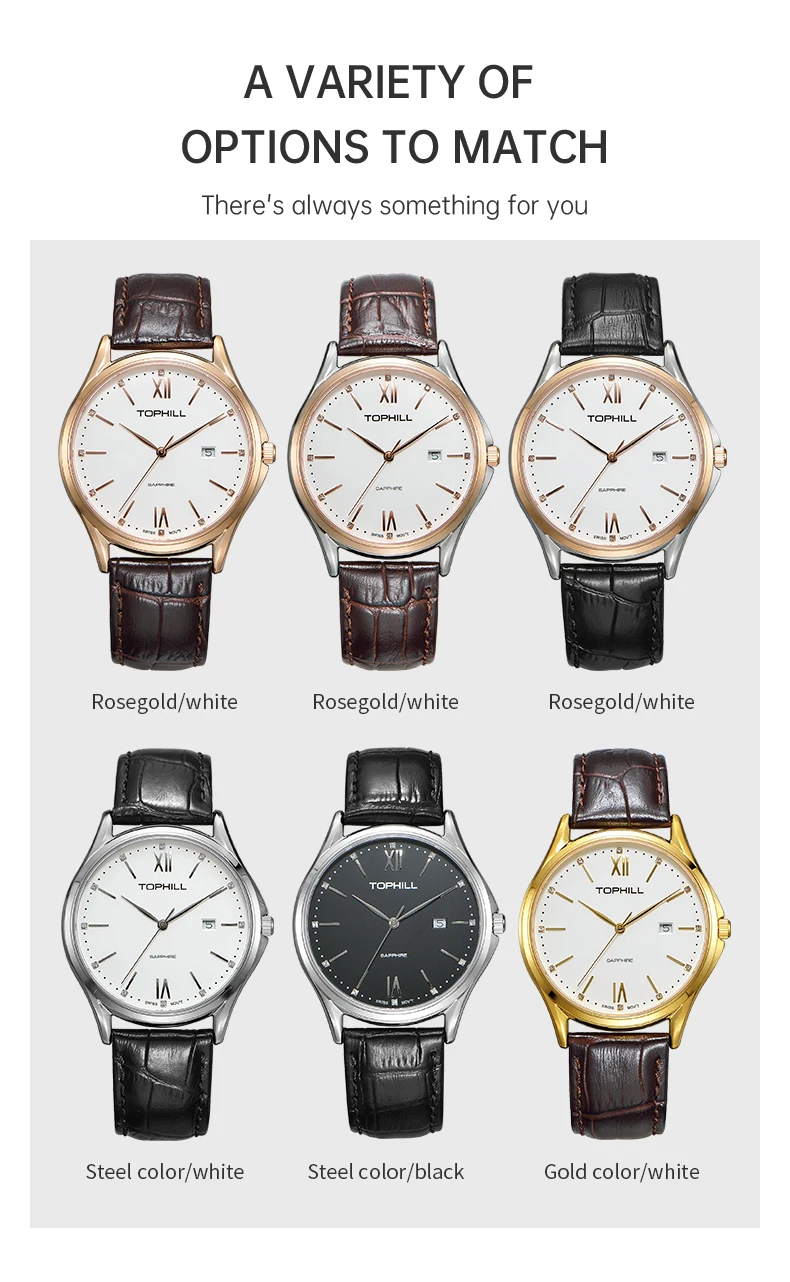 Мужские водонепроницаемые кварцевые часы с сапфировым стеклом, 39 мм