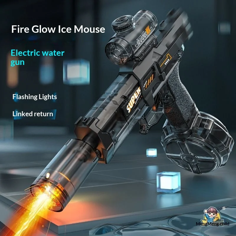 مسدس مياه كهربائي مع ألعاب خفيفة للصيف في الهواء الطلق لعبة الرماية على الشاطئ لعبة مسدس رش الماء التلقائي لهدايا عيد الميلاد للأولاد #2