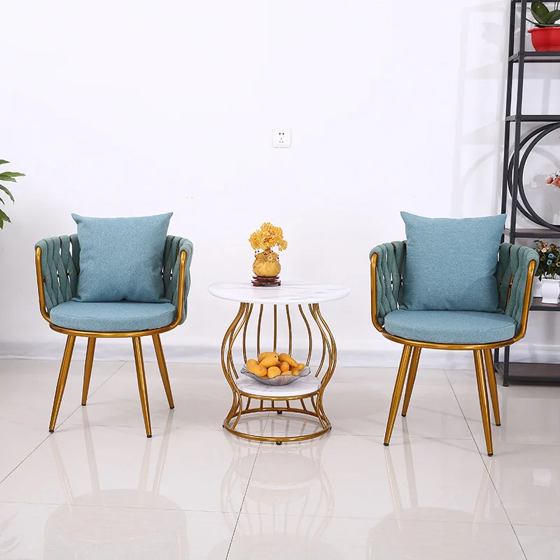 

Household dining chair furniture Wrought iron flannel backrest seat Western restaurant Cafe Leisure designer