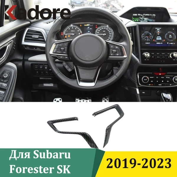 

For Subaru Forester SK 2019-2021 2022 2023 Carbon Fiber Car Steering Wheel Trim Protective Cover Sticker Interior Accessories