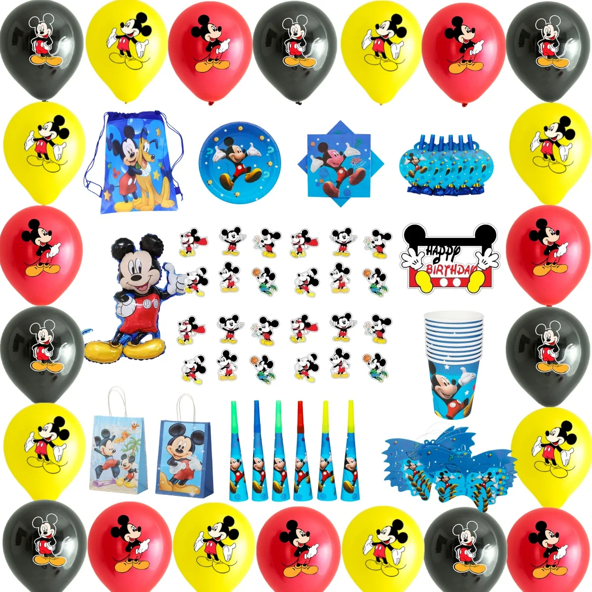 

Disney Mickey Mouse Balloon Party Supplies Party Birthday Party Disposable Tableware Backdrop Mask Baby Shower Mickey Backpack