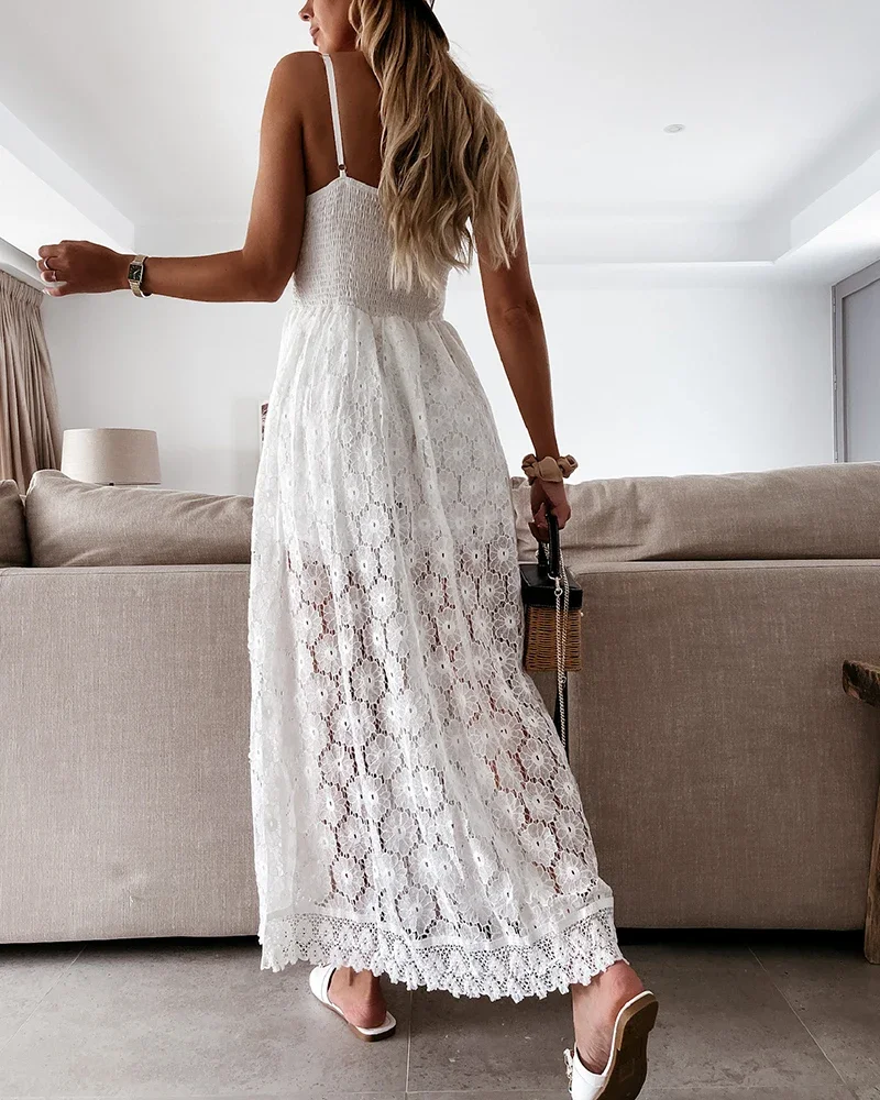 Zeyla-mono de verano con cuello en V para mujer, pelele sin mangas de encaje liso, traje de fiesta de cintura alta, vacaciones en la playa, blanco