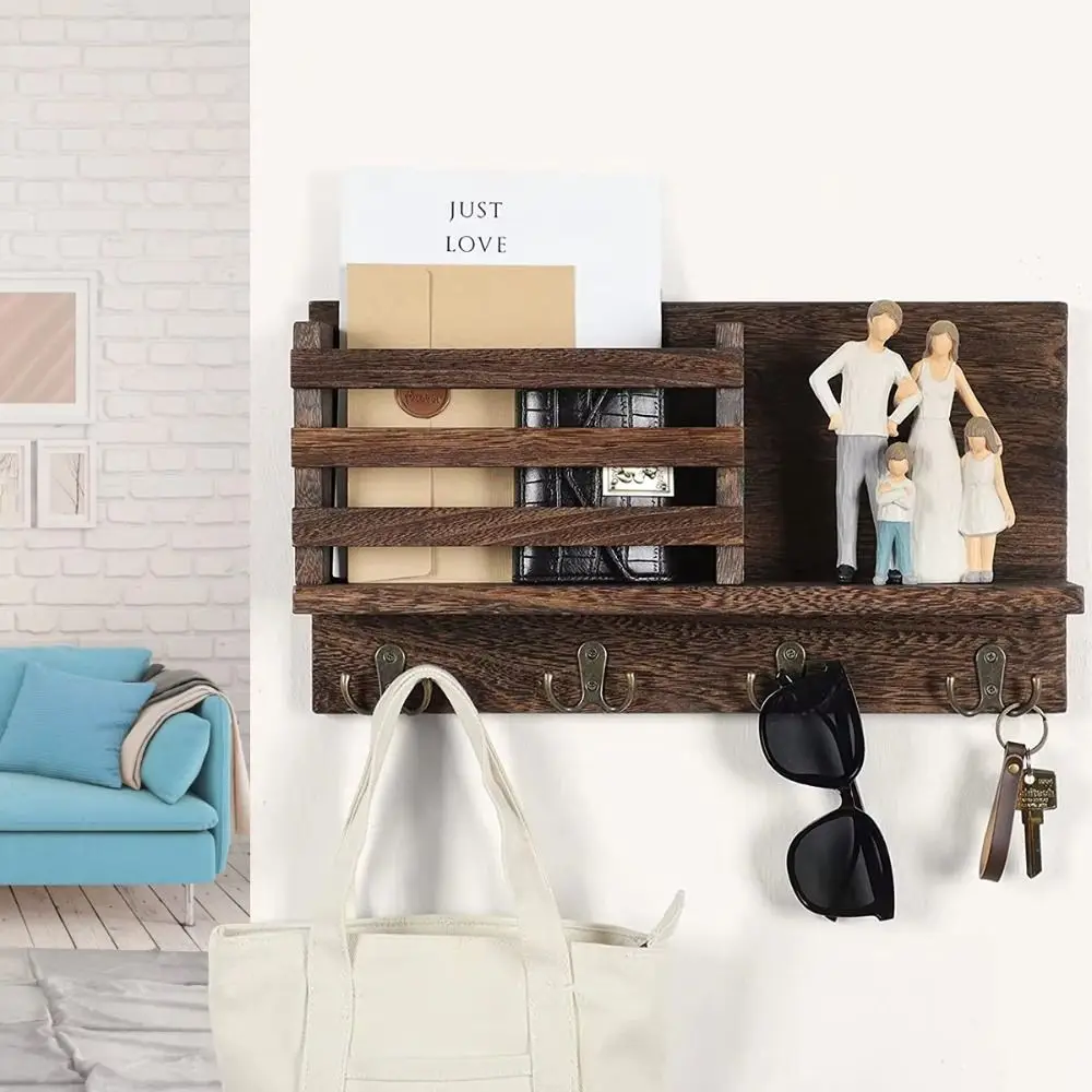 

Прочный деревянный держатель для ключей, утолщенный органайзер для почты в стиле ретро, настенный держатель для хранения с прозрачной текстурой, домашний держатель для спальни
