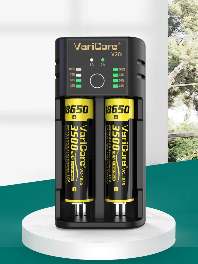 VariCore-V20i- شاحن بطارية ذكي لـ 18650/21700/AA/AAA - مؤشر LED USB TYPE-C 3.7V Li-ion 1.2V Ni-MH Ni-Cd كشف تلقائي