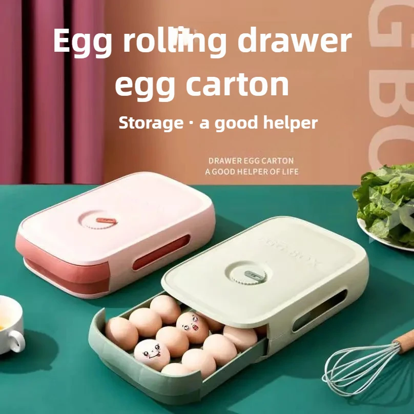 Refrigerator Egg Holder Drawer-Type Stackable Egg Storage Box Fresh-Keeping Organizer Tray Fridge Storage Solution