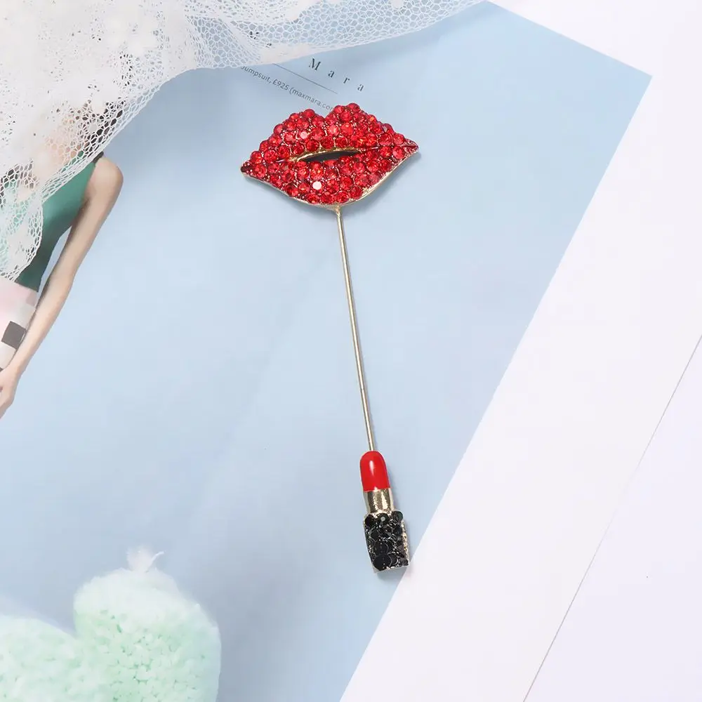 سحر أنيقة رومانسية مأدبة شارة مجوهرات وشاح دبوس أحمر الشفاه بروش أحمر الشفاه