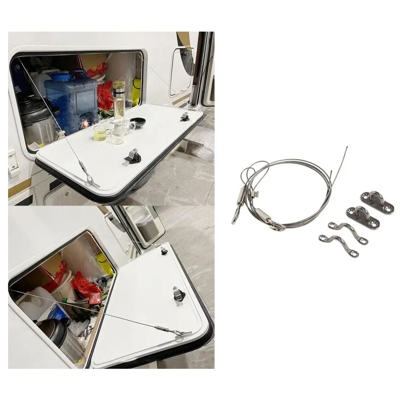 1 takım dayanıklı 1 m karavan saklama kutusu ambar kapısı çekme RV karavan ayarlanabilir ambar kapısı eğik çekme tel halat çelik