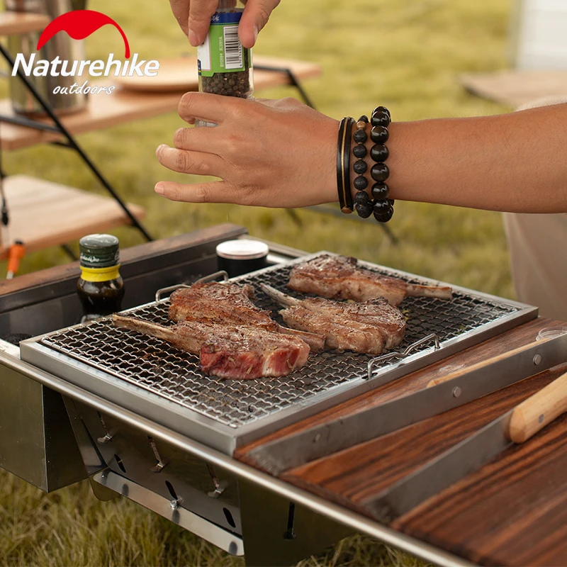 

Naturehike Camping Folding 2.1KG Stainless Steel Grill Portable Outdoor Barbecue Picnic Cookware Charcoal Stove BBQ Accessories