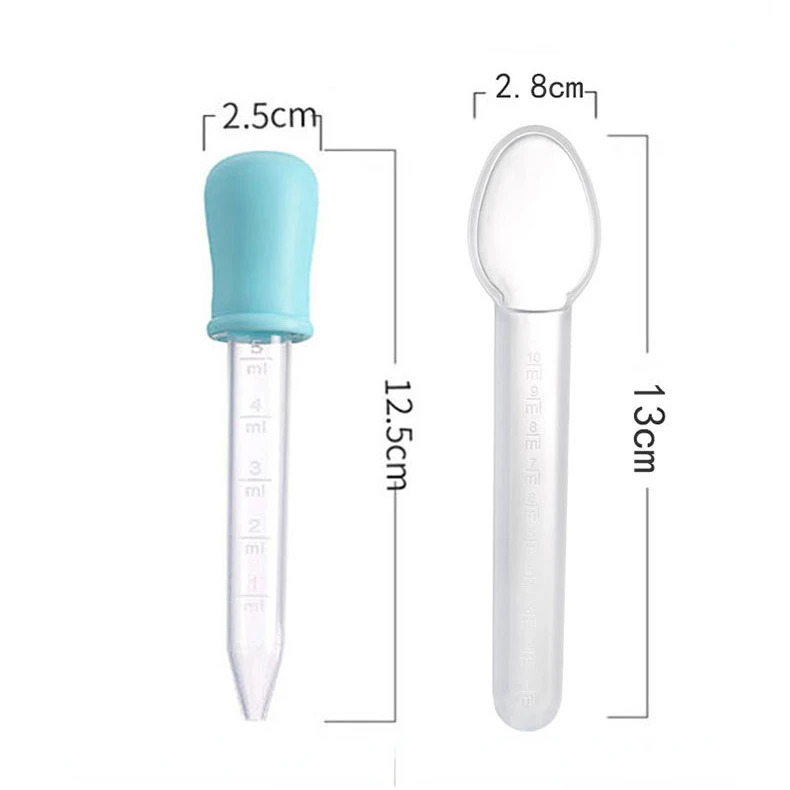 2Pcs Baby Medicine Feeder Baby Dropper and Spoon Medicine Device Feeder Silicone Pipette Liquid Food Dropper Infant Utensils 5ML