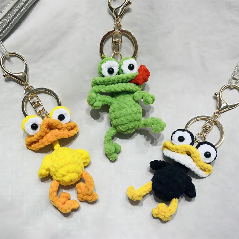 Cute Duck Series Handmake Crochet Keychain Creative Small Animals Doll Keyring Gifts Knitted Parrot Keychain Custom Accessories