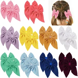 10Pcs 3Inch Solid Bow Ponytail Pigtail Fully Lined Alligator Hair Clips Barrettes Accessories for Baby Girls Toddlers Infant