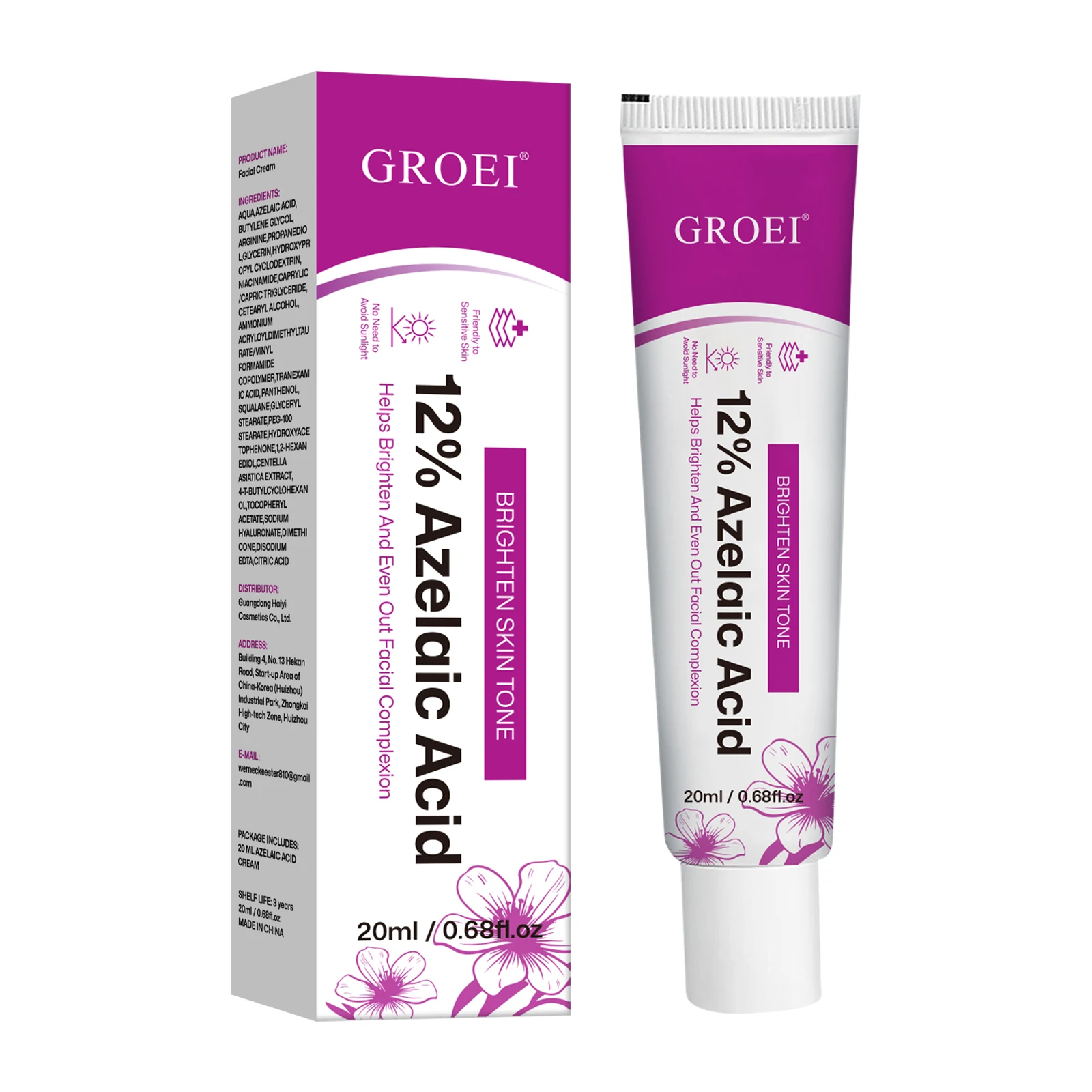 12% Azelainsäure-Serum-Creme für die Gesichtspflege, aufhellend, feuchtigkeitsspendend, ölregulierend, mit Niacinamid und Panthenol, für die tägliche Schönheitsroutine