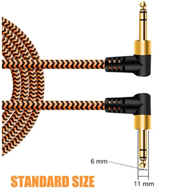 0.3m/2/3/5M 6.35mm to 6.35mm stereo audio balanced cable trs 1/4 bend to bend angle speaker amplifier cable for guitar keyboard‎