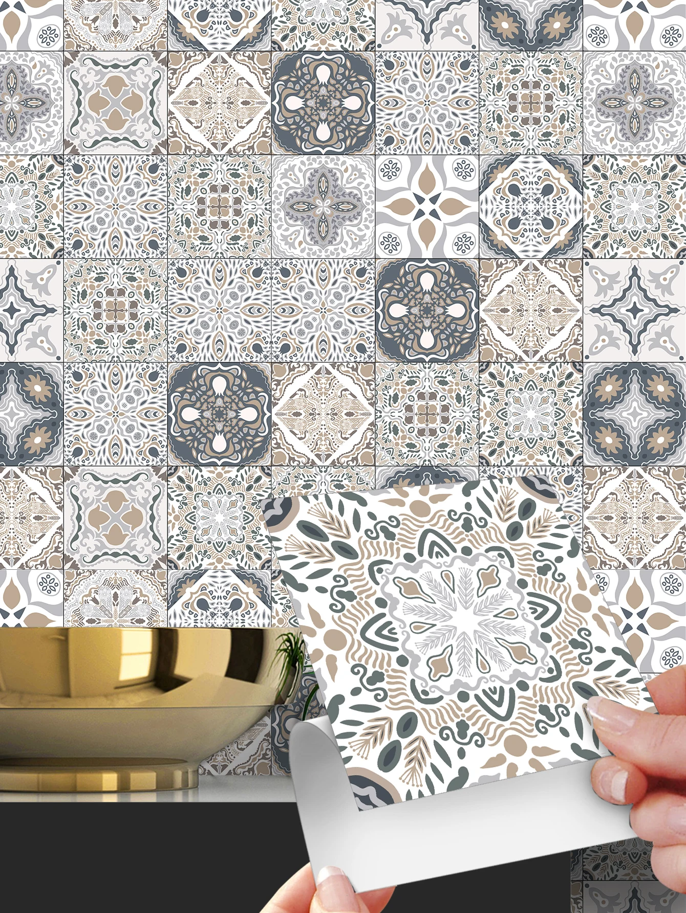 24 Stück grau-weiße, minimalistische PVC-wasserdichte, selbstklebende Wandaufkleber für Küche und Schlafzimmer, Fliesenaufkleber zum Abziehen und Aufkleben – Detail 12