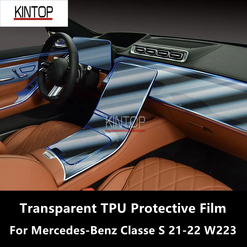 For Mercedes-Benz Classe S 21-22 W223 Car Interior Center Console Transparent TPU Protective Film Anti-scratch Repair Film