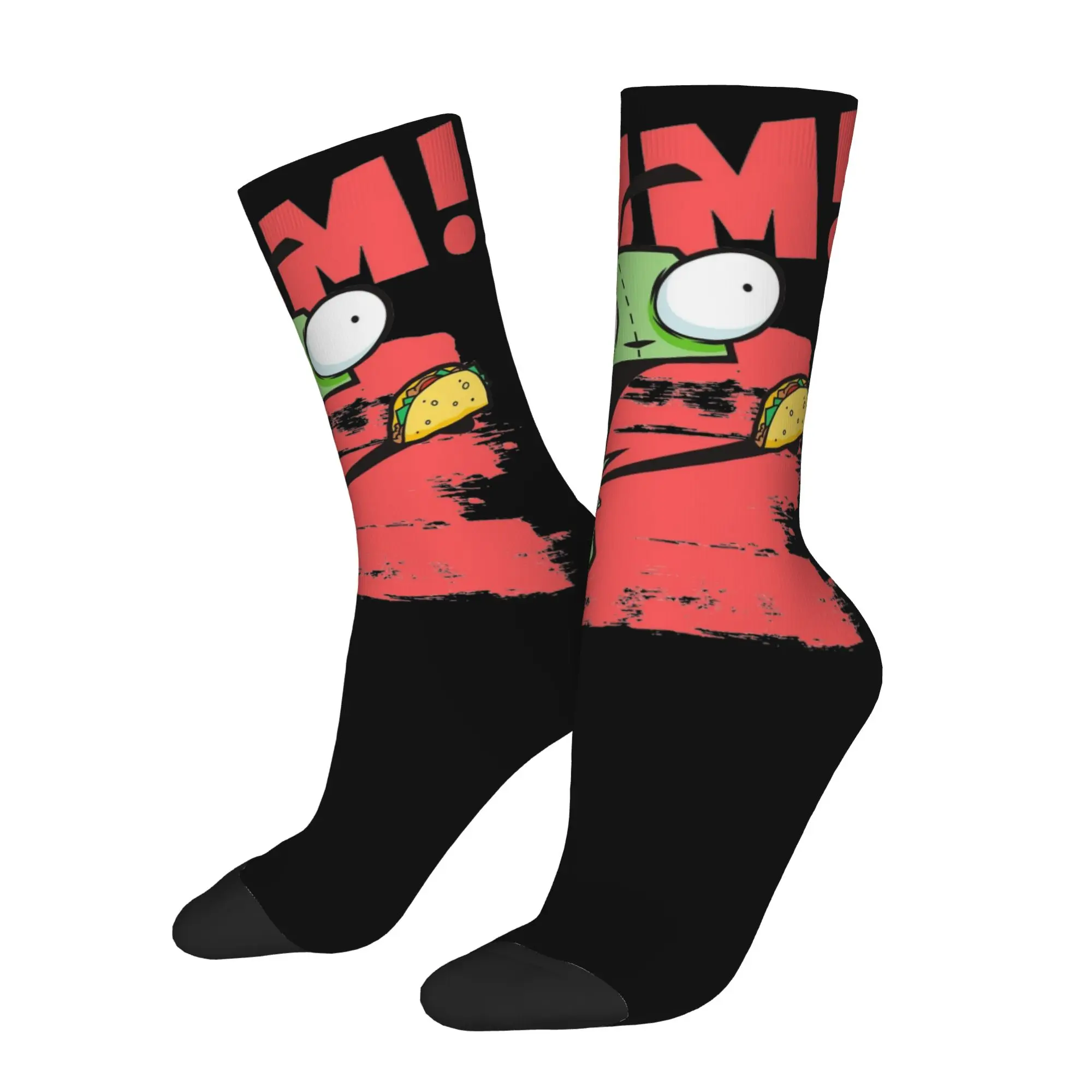Winter Warm Colorful Men's Women's Invader Zim  Socks GIR Screaming Yum Taco Breathable Basketball Socks