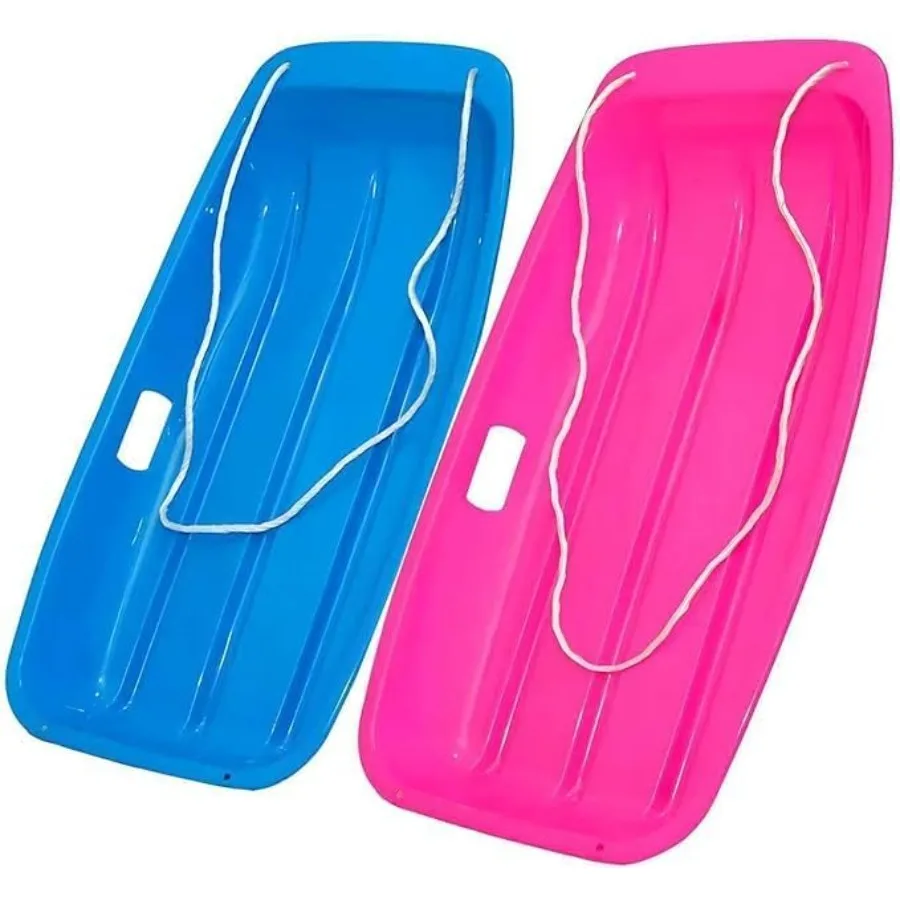 

Snow Sled for Kid and Adult with Durable Handles and Ropes 1-2 Riders Winter Skiing Outdoor Sledding Red Lightweight and Sturdy
