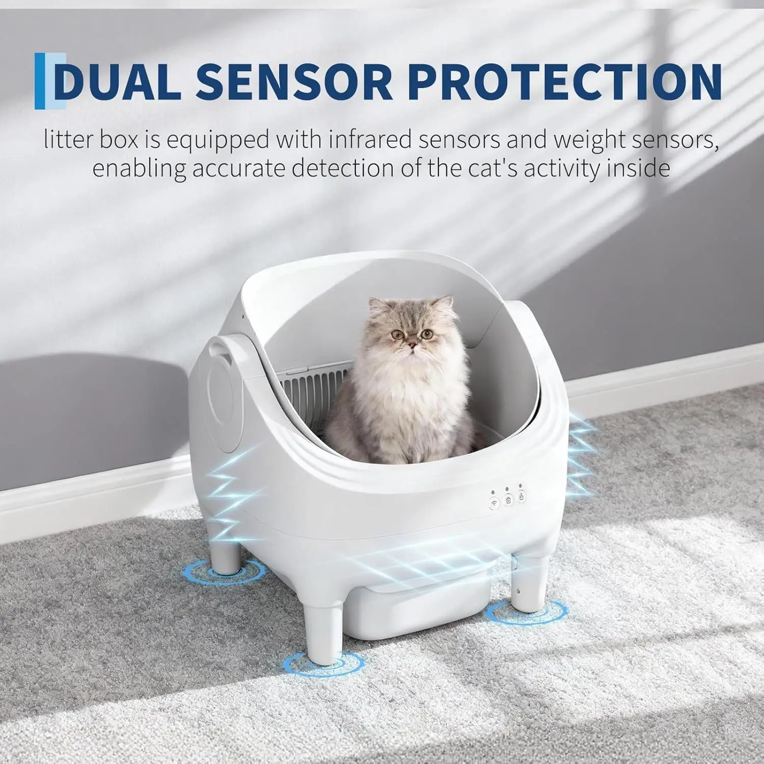Bac à litière autonettoyant automatique avec contrôle par application, grande capacité de 10,5 L, extra silencieux, neutralisation des odeurs, sécurité intelligente