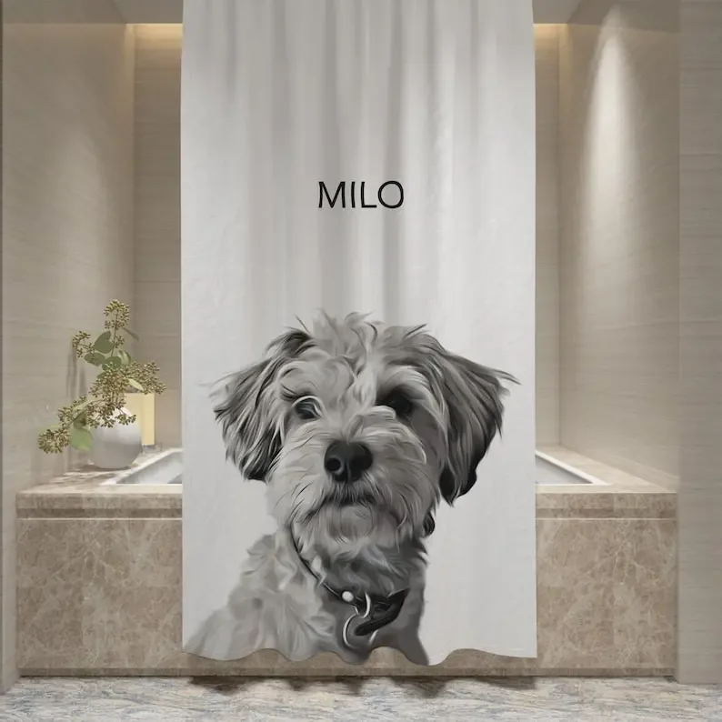 

Custom Pet Photo Shower Curtain - Personalized Dog & Cat Bath Decor for Unique Bathtub Curtains