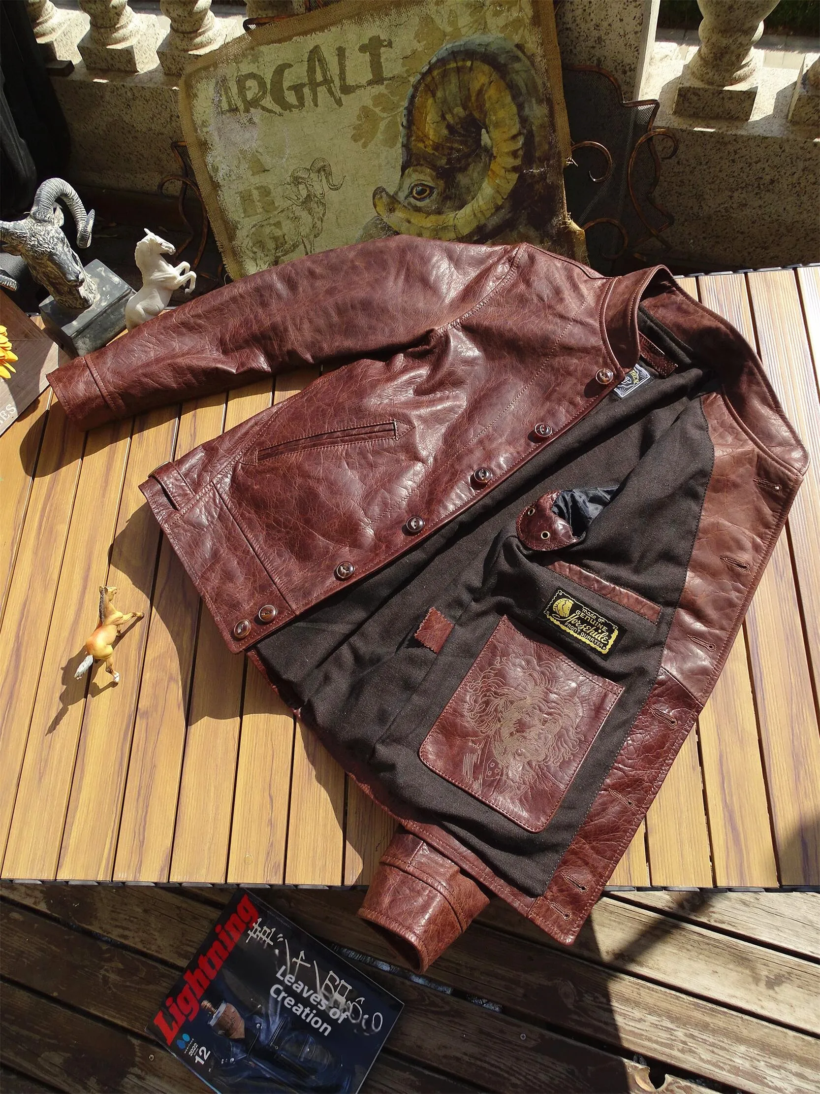 

Натуральная кожа Jaet, воск, окрашивание, скрывающаяся или Sle Faion, городская молодежная повседневная теплая осенняя сезонная застежка на одной пуговице