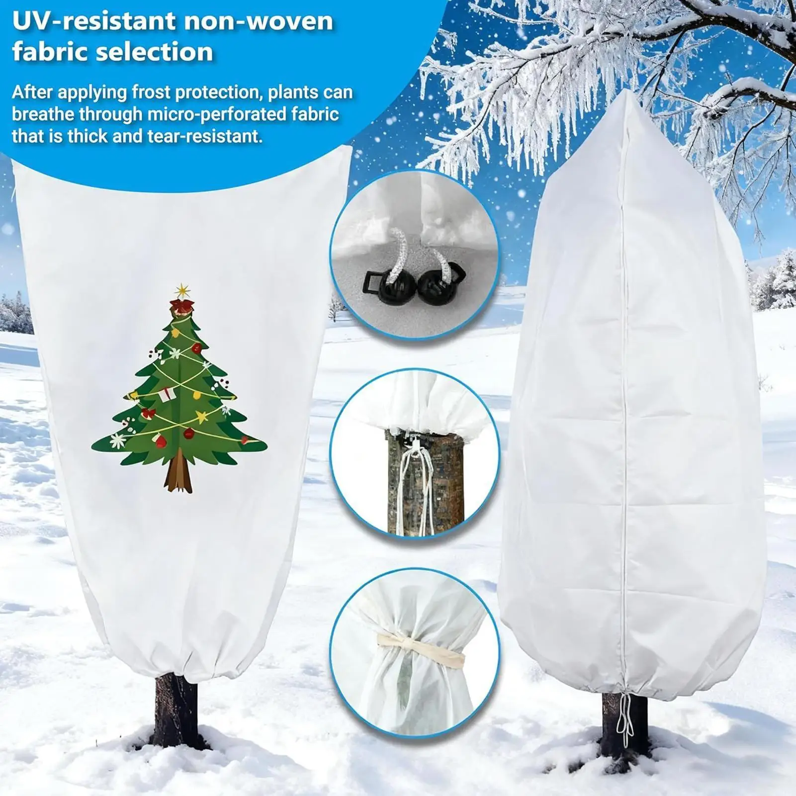 

Покрытие для растений, зимний теплый чехол, нетканый, защита от замерзания, холодная погода, одеяла с морозным деревом и кустарником на шнурке