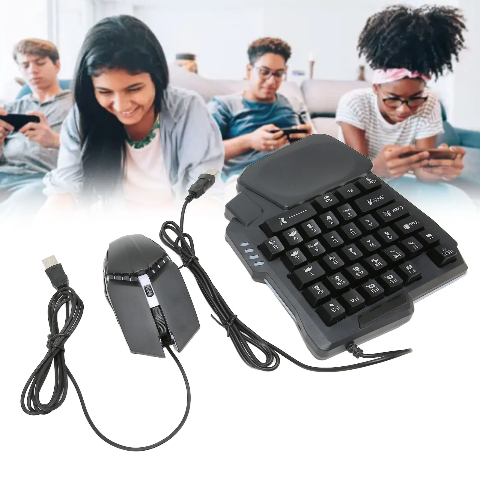 

Game Keyboard Mouse Combo Plug and Play Mouse Converter 4 in 1 Mobile Game Combo Pack 5V 2000mA Output for Game Playing