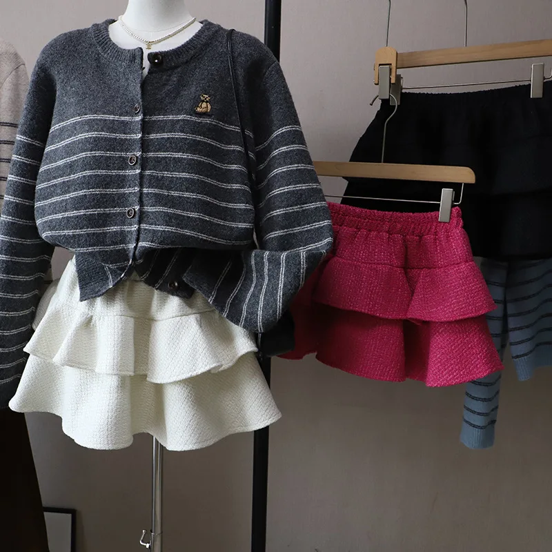 Hoge Taille A-lijn Rok Vrouwen Herfst Winter Nieuwe Elastische Taille Plaid Anti-Licht Uitlopende Taart Rok Princ Sle casual