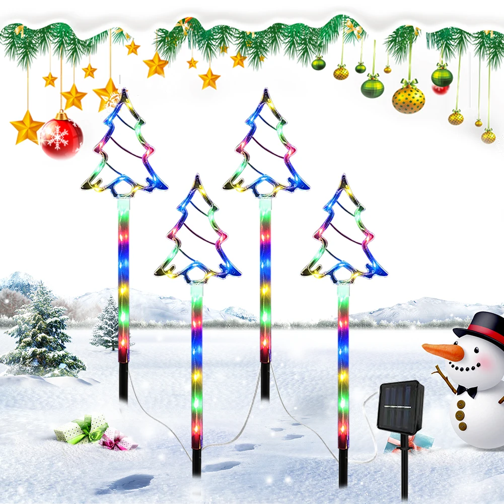 Star/Xmas Tree Solar Powered Stakes Light สีสัน/Warm Light ไฟสวนอัตโนมัติบนไฟลานกลางแจ้งสําหรับทางเดิน Patio Garden