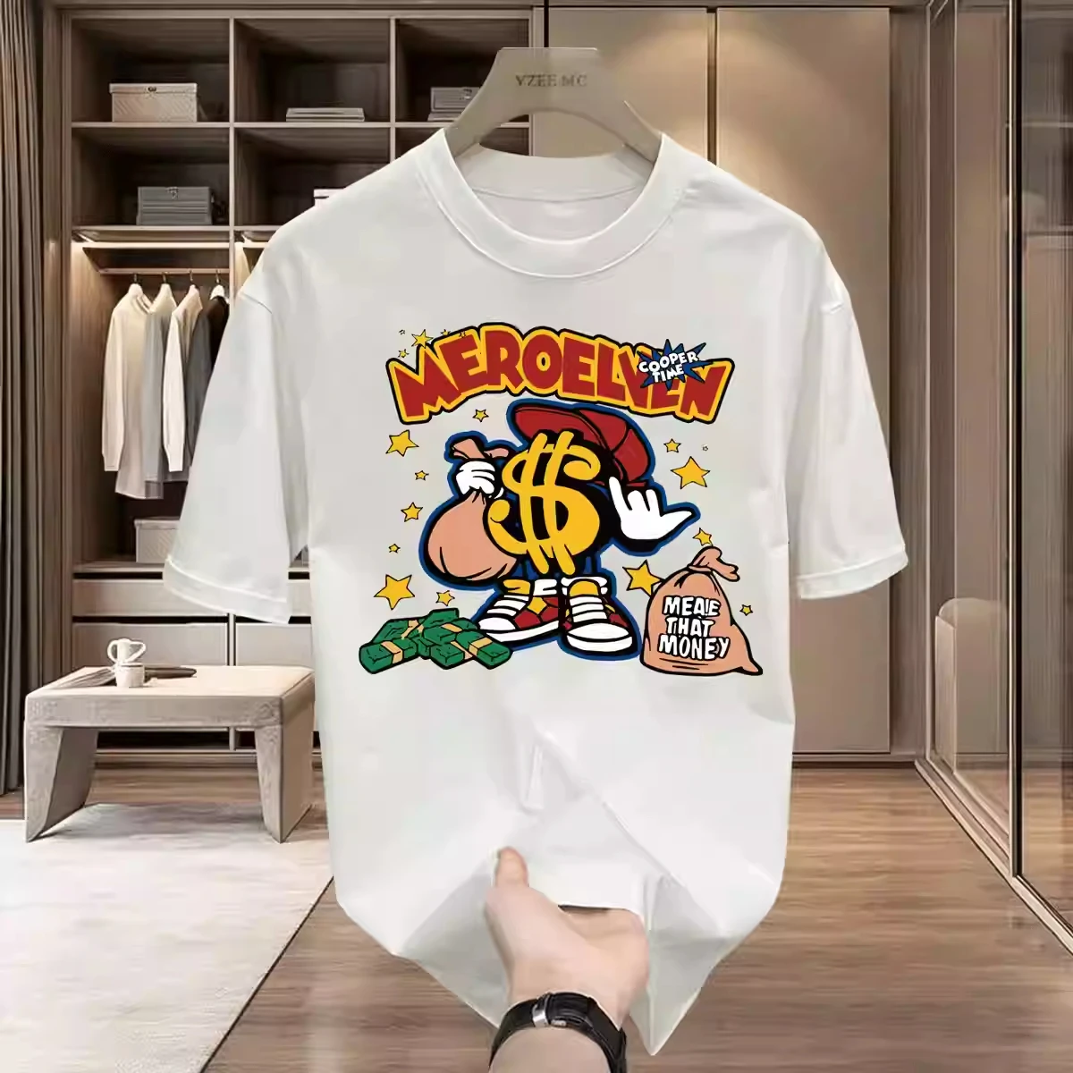 2026 New Style Pure Cotton Men's Short-Sleeved T-shirt, Trendy and Versatile Printed Round-neck Cool and Stylish Insulated Shirt