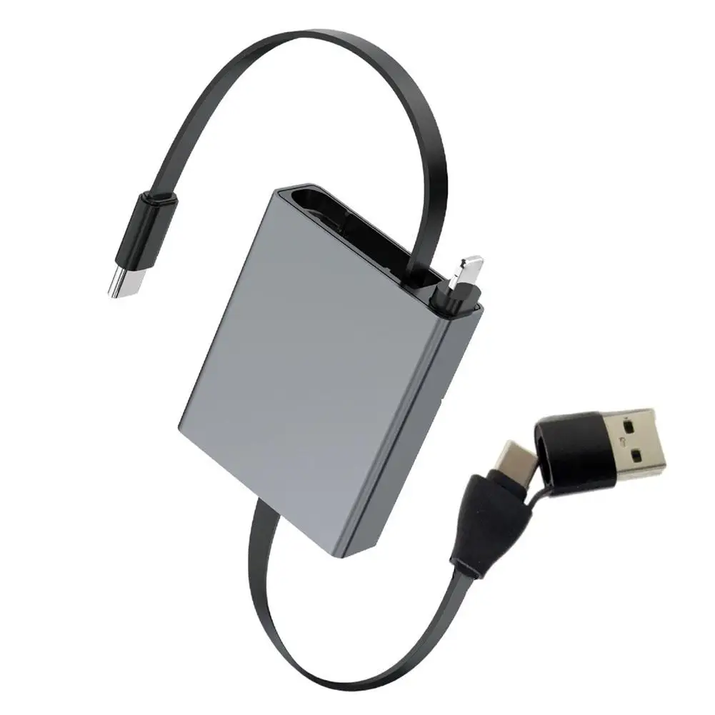 Type C to USB Fast Charging Retractable Date Cable 66W PD Computer Data Cable Aluminum Alloy Telescopic Fast Charging Cable