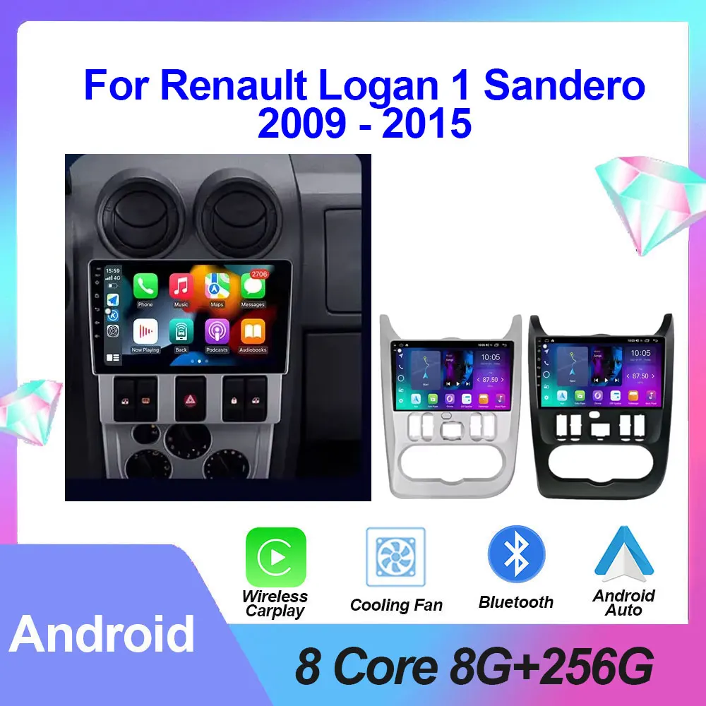Android 16 Auto Car Video For Renault Logan 1 Sandero 2009 - 2015 Multimedia GPS Radio GPS Navigation DSP Tool Bluetooth Carplay